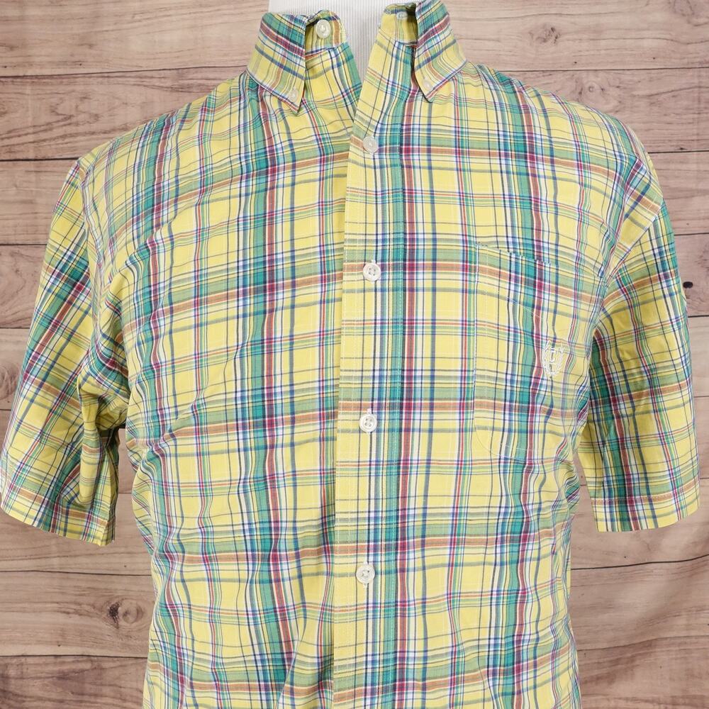 CHAPS EASY CARE YELLOW PLAID BUTTON UP SHIRT‎ MENS SIZE XL